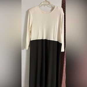 Lady Dorby vintage black & white colorblock dress 24W Plus size ribbed top maxi